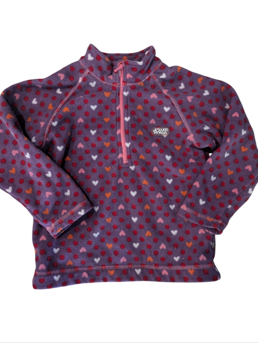 Souris Mini Purple Kids Fleece with Red & Pink Dot Print